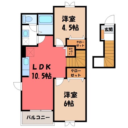 氏家駅 徒歩24分 2階の物件間取画像